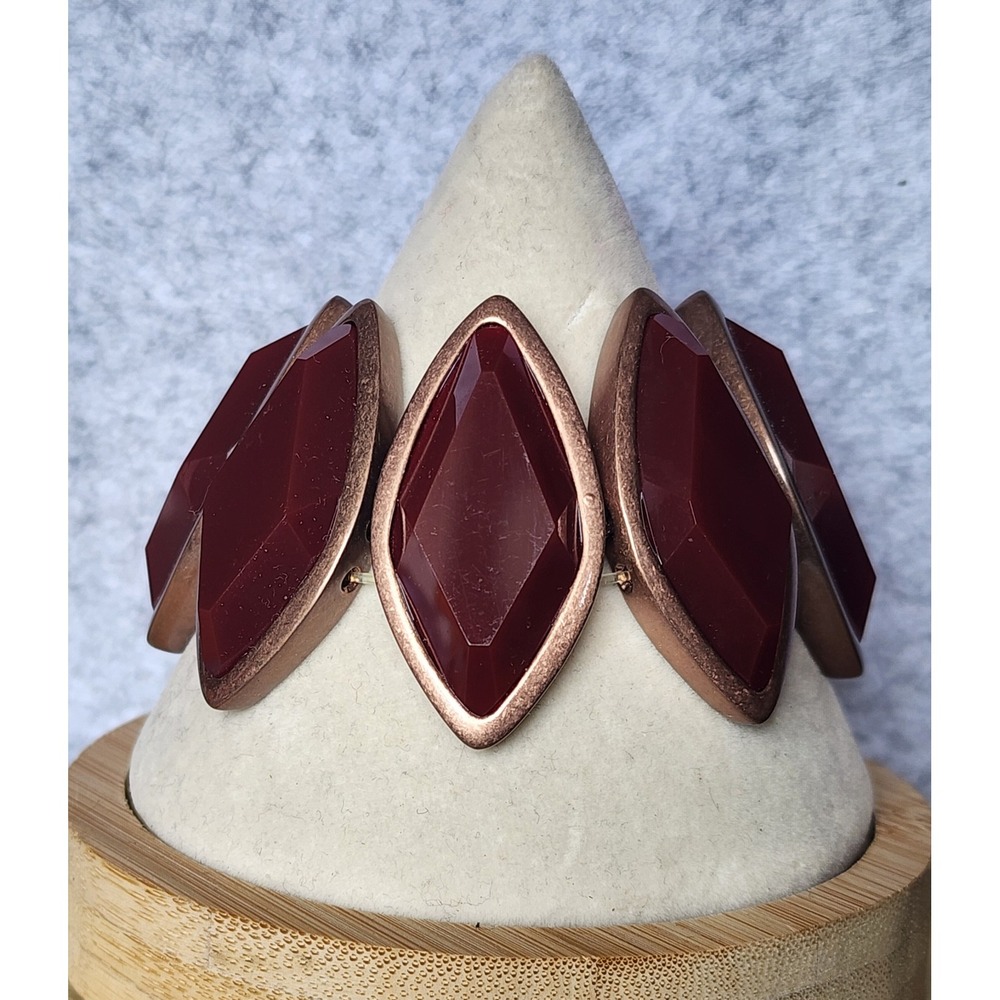 Kenneth Cole New York Burgundy Marquise Resin Stretch Bracelet Bronze K01103-B02